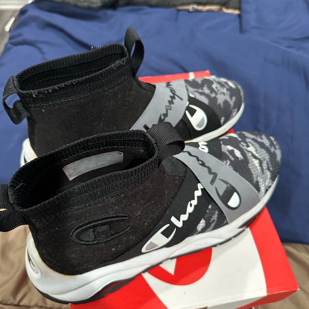 Champion Kids Black & Gray High-Top Slip-On Sneakers